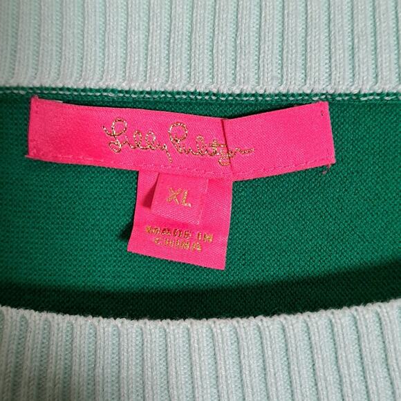 Lilly Pulitzer Larabee Cotton Sweater XL Emerald Isle - Picture 6 of 11